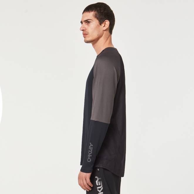 Oakley fier negru/forjat factory pilot mtb ls jersey ii haine 620J2620