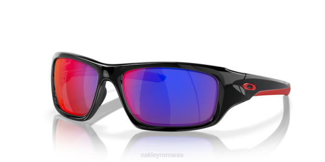 Oakley lentile cu iridiu roșu pozitiv, cadru negru lustruit supapă ochelari 620J774