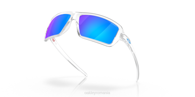 Oakley Lentile polarizate prizm safir, cadru transparent lustruit cabluri ochelari 620J669