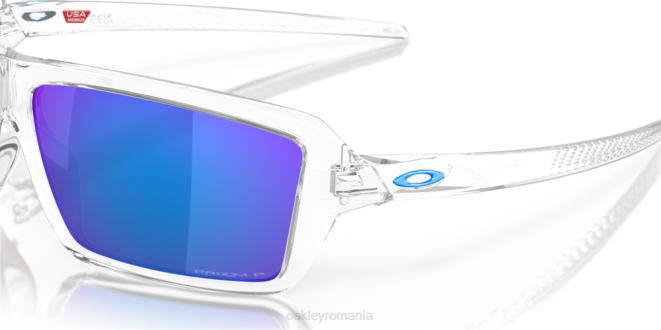 Oakley Lentile polarizate prizm safir, cadru transparent lustruit cabluri ochelari 620J669