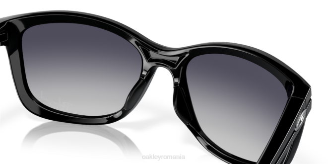 Oakley lentile polarizate gri gradient, rama neagra lustruita pică înăuntru ochelari 620J761